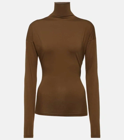 Lemaire Cotton Jersey Top In Brown