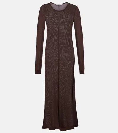 Lemaire Semi-sheer Crêpe Maxi Dress In Brown