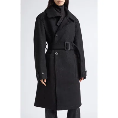 Lemaire Shaped Felted Wool & Alpaca Coat In Black