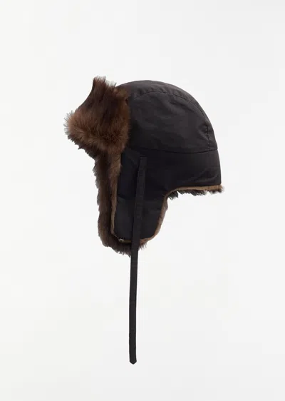 Lemaire Shearling Chapka In Black