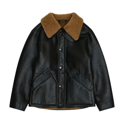 Pre-owned Lemaire Shearling Coat 'espresso' In Black