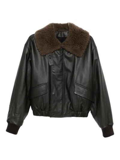 LEMAIRE SHEARLING COLLAR LEATHER JACKET