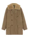 Lemaire Shearling-collar Parka In Brown