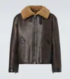 Lemaire Shearling-lined Leather Jacket In Brown