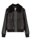 Lemaire Sheepskin-collar Leather Jacket In Gray