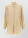 Lemaire Casual Shirt With Buttoned Cuffs And Curved Hem In Nude