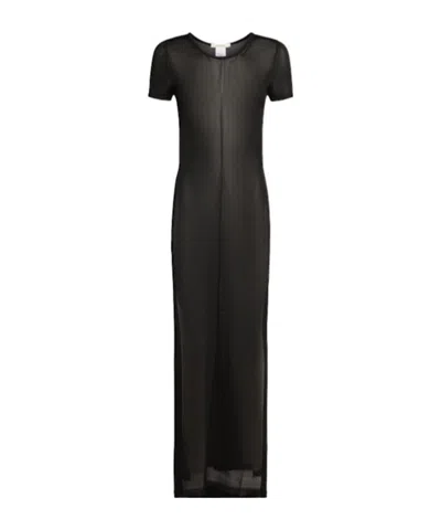 Lemaire Shiny Viscose Column Dress W/ Slits In Black
