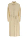 Lemaire Cotton Shirt Dress Featuring Belted Waist In Neutral