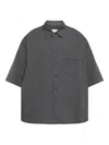 Lemaire Boxy Short-sleeved Shirt With Classic Collar In Bl Carbon Blue