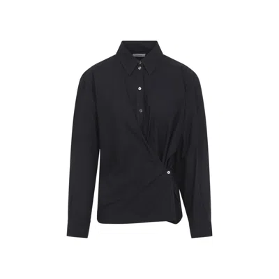 Lemaire Black Draped Cotton Silk Draped Shirt