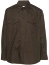Lemaire Long-sleeve Cotton Shirt In Br Espresso