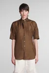 Lemaire Short Sleeve Shirt In Brown