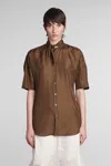 Lemaire Short Sleeve Shirt In Brown