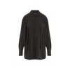Lemaire Relaxed Fit Black Shirt With Classic Collar In Brown