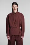 Lemaire Straight Collar Twisted Shirt In Bordeaux
