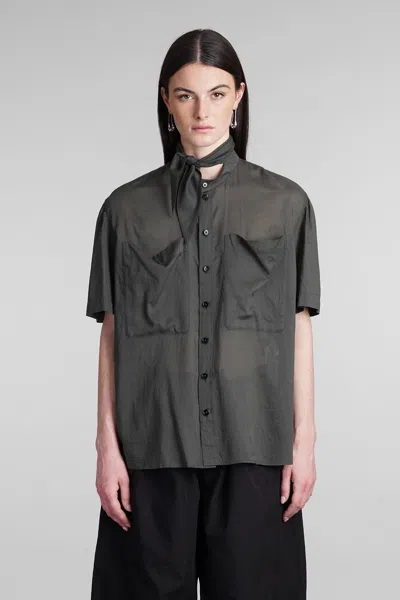 Lemaire Shirt In Green Cotton In Grey