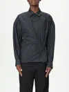 Lemaire 40 Asymmetric Long Sleeves Regular Collar In Black