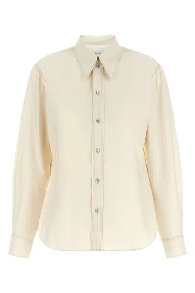 Lemaire Shirt Pointed Collar Contrast Stitching In Beige