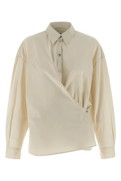 Lemaire Shirt 'straight Collar Twisted Shirt' In Beige