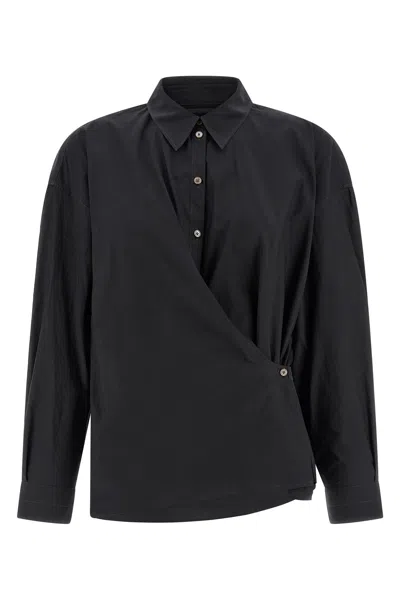 Lemaire Shirt With Asymmetrical Twisted Front In Black