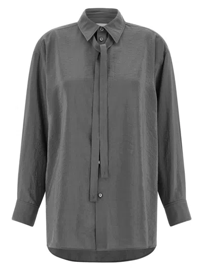 Lemaire Shirt And Tie Detail Long Sleeves In Gray
