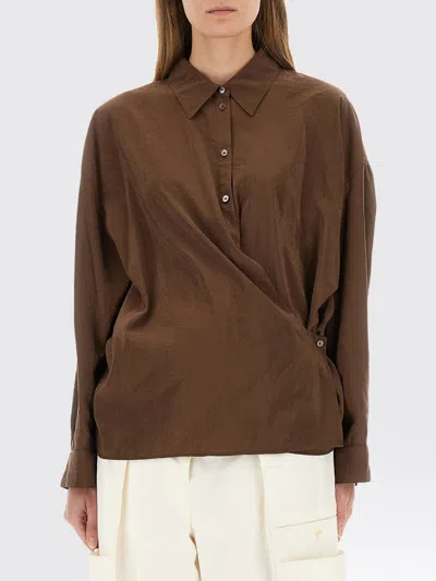 Lemaire Asymmetrical Silk Shirt In Animal Print