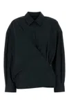 Lemaire Straight Collar Twisted Shirt And Blouse Black In Black