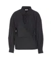 Lemaire 40 Asymmetric Long Sleeves Regular Collar In Black