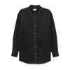 Lemaire Black Cotton Satin Embellished Metal Shirt In Black