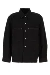 Lemaire Relaxed Fit Denim Shirt Featuring Front Pockets And Long Sleeves In Black