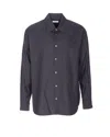 Lemaire Regular Fit Button-down Shirt Front Pocket In Blue