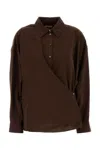 Lemaire Straight Collar Twisted Shirt In Brown