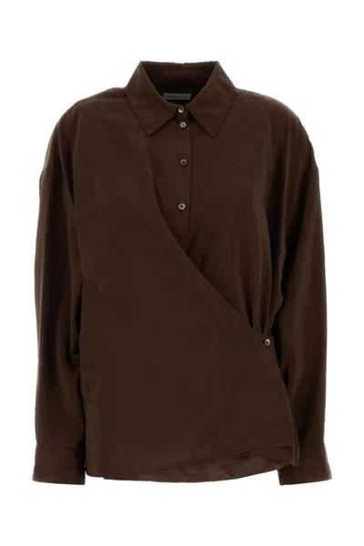 Lemaire Chocolate Silk Blend Shirt In Brown