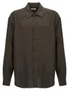 Lemaire Relaxed Fit Shirt With Long Sleeves And Back Yoke In Brown