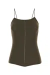 Lemaire Army Green Viscose Blend Tank Top In Brown