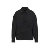 Lemaire Black Straight Collar Twisted Shirt In Grey