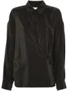 Lemaire Dry Silk Straight Collar Shirt In Nero