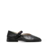 Lemaire Black Calf Leather Ballerina Shoes With Off-center Vamp In Black