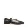 Lemaire Black Calf Leather Ballerina Shoes With Off-center Vamp In Black