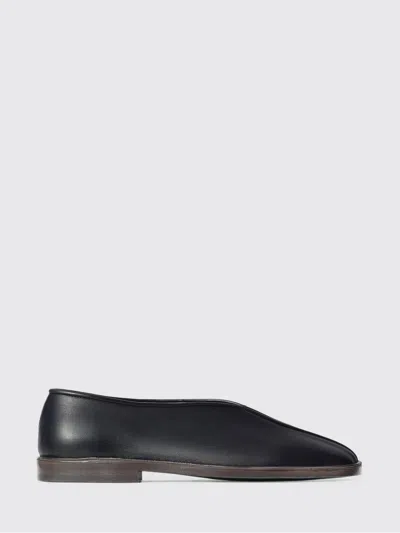 Lemaire Leather Loafers Square Toe Seam Detailing In Black