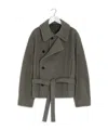 Lemaire Short Coat With Asymmetrical Button Panel In Brown