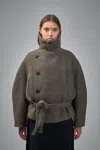 Lemaire Short Coat With Asymmetrical Button Panel In Brown