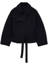 Lemaire Short Asymmetrical Bathrobe Coat In Black