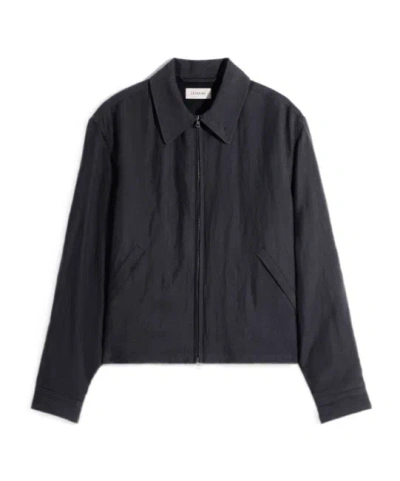 Lemaire Short Blouson In Viscose-linen Gabardine In Black