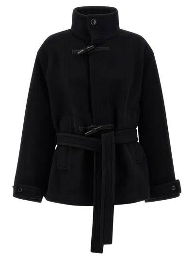 Lemaire Short Duffle Coat In Black