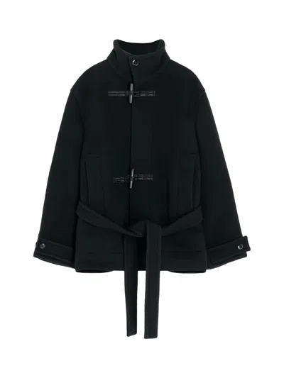 LEMAIRE LEMAIRE SHORT DUFFLE COAT BLACK