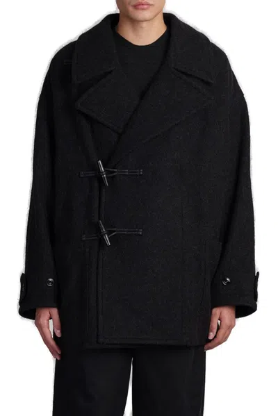 Lemaire Short Duffle Coat In Black