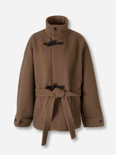 Lemaire Short Duffle Coat In Brown