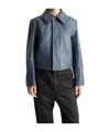 Lemaire Boxy Cropped Jacket In Steel Blue