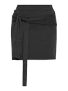 Lemaire Trompe Loeil Knotted Mini Skirt In Dark Grey